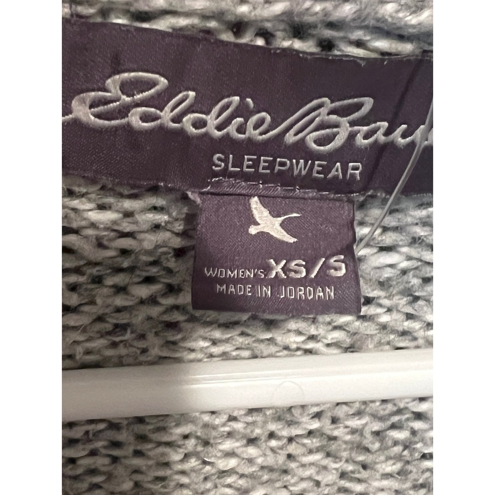 Eddie Bauer Hooded Cardigan‎ Open Front Knit Sweater Pockets Gray XS/S - Picture 7 of 8